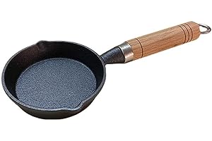 UPKOCH Mini padella antiaderente con manico in legno, per uova e omelette, padella per uova, padella in ferro, per induzione, per cucina, casa, 10 cm