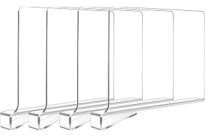 Hiziwimi 4 Stück Transparente Acryl-Regalteiler, multifunktionaler Regalteiler, Verstellbarer Kleiderorganisator, transparenter Organizer für Lagerung, Holzschrank, Schlafzimmer