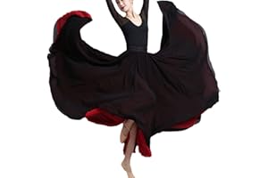 YAOTT Gonna Flamenco Gonne Danza del Ventre Donna Gonna Lunga in Chiffon Elastico in Vita Maxi Gonna da Ballo Reversibile Grande Swing Gonna a Cerchio Completo Danza del Ventre Prestazione Costume