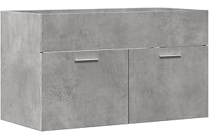 vidaXL Mobile Sottolavabo Grigio Cemento 80x38,5x46 cm Multistrato, Portaoggetti da Bagno