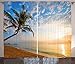 Produktbild Hawaii Curtains, Calm Landscape Photo of Exotic Palm Trees on Sandy Beach Steady Sea Cumulus Clouds, Living Room Bedroom Window Drapes 2 Panel Set, 57 inch X 41 inch, Multicolor
