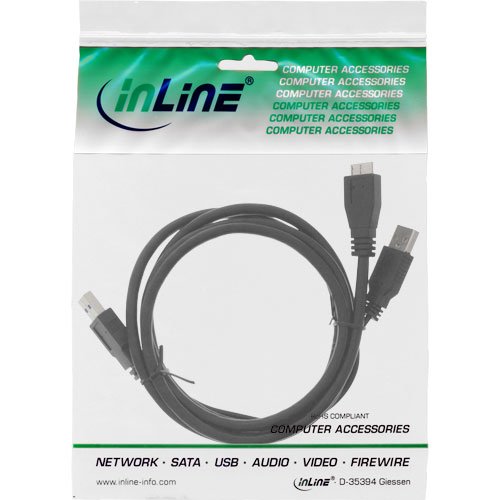 InLine USB 3.0 Y-Kabel (2x A an Micro B, 2 m) schwarz - 2