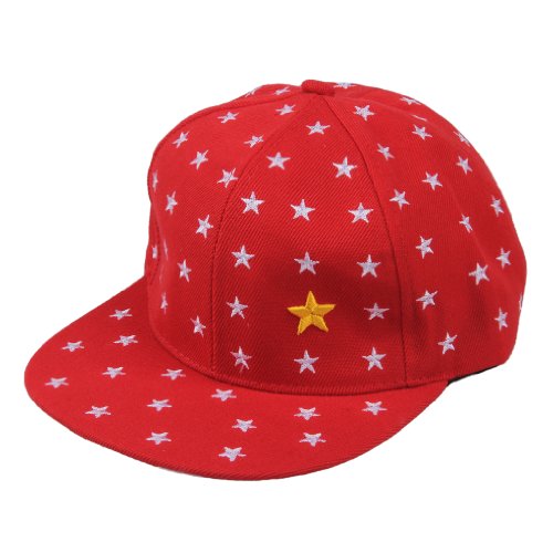 Bigood Kids Hip-Hop Flat Visor More Stars Snapback Baseball Cap Sun Hat Red