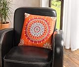 Frank Flechtwaren, 336437: Kissen „Mandala“ in knalligem Orange und flauschigem Grundstoff, herausnehmbare Füllung - 2