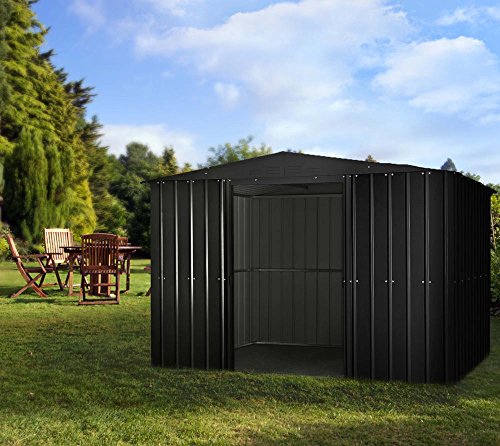 Globel Industries Metall Garten Gerätehaus Gartenhaus 10×8 anthrazit inkl. Fenster und Sonneneinlass // 295x237x203 cm (BxTxH) // 7m² // Gerätehaus Metall Satteldach - 6