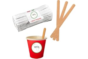RFD 1000 Palette Caffè Monouso in Legno imbustate singolarmente bastoncini Biodegradabile | Confezione Singola | Ecosostenibili e Resistenti al Calore | palettine per caffe, Tè e Bevande Calde