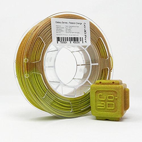 GO-3D Pasion filamento PLA de impresión 3D, cambio de color, brillo de copo de oro, naranja, 225 g