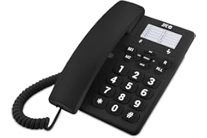 SPC Original – Tisch- oder Wandtelefon, mit großen, leicht zu bedienenden Tasten, 3 Direktspeicher, extra Laute Klingellautstärke, Wahlwiederholung, Farbe Schwarz