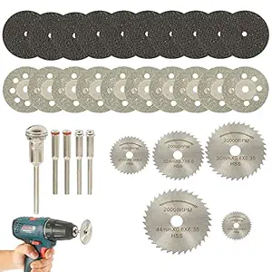 Dedso 30 pcs Set Cutting Discs for Rotary Tool, Diamond Metal Wood Cutting Wheels for Dremel, HSS Circular Saw Blades 5pcs with 1/8