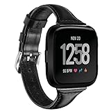 IGEMY Royal Leather Bands Ersatz Armband Straps für Fitbit Versa (Schwarz)