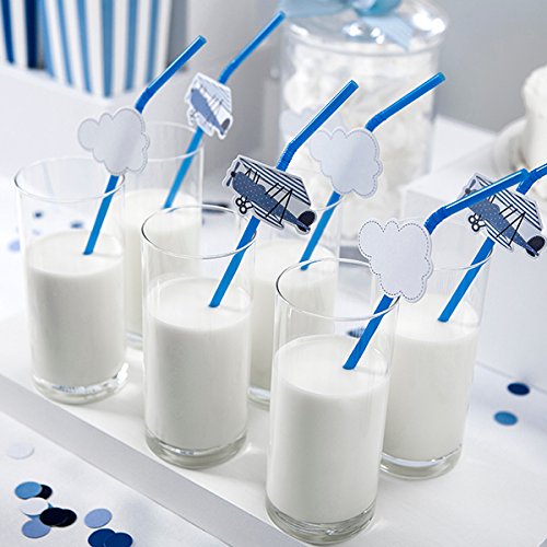 Simplydeko Strohhalme Trinkhalme (toll zu Party, Kindergeburtstag oder Babyparty) (6 Stück, Flugzeug-Motive) - 2