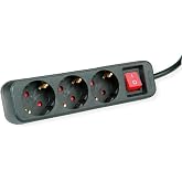 ROLINE 3-Way Power Strip with Switch Black 1.5 m