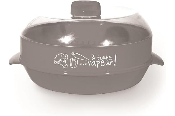 COOK CONCEPT - KC21541 - Cuit Vapeur avec Etage Spécial Four à Micro Ondes, Cuiseur Cuisine, Cuisson Facile et Rapide, Couleurs Aléatoire, Capcité 1.2 L