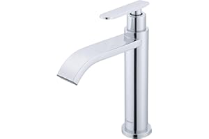 AiHom Robinet eau froide uniquement Cascade Robinet lave main eau froide Robinet eau froide Mitigeur Lavabo Robinet Lavabo Salle de Bain Mitigeur Lave Main Convient aux Lave Main WC, Chrome