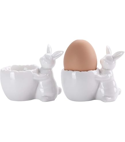 Coquetiers Lapin En Céramique Multicolore - Lot De 2, 9 Cm - Décoration De Table Pandecor - 4
