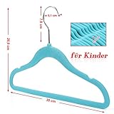Songmics 20 Stück Kinder-Kleiderbügel mit Samt überzogen, 30 cm , 360 Grad drehbar, Antirutsch, Blau CRF20Q - 6