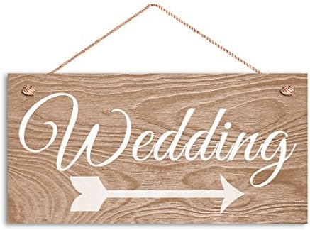 Wedding Sign, Rustic Wedding Sign, 5&quot x 10&quot Sign, Wedding on Light Wood Grain with Arrow, Guide Sign For Wedding Guests Wooden Sign.