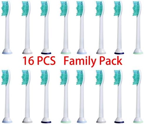 Toothbrush Heads Philips Sonicare Compatible Soft Replacement For DiamondClean FlexCare EasyClean Series Brush - Pack of 16 - Family Pack