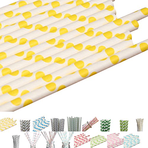 LUFA 25pcs / pack Einmalige Streifen Papier Strohe Einweg Mehrfarbenstrohe für Partei - 2