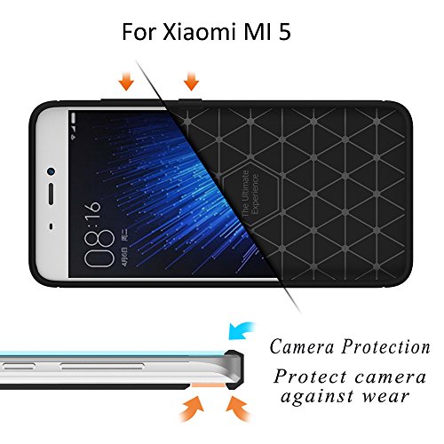 Xiaomi Mi 5 Funda  BENKER El Silic  n Suave TPU de la Alta Calidad Material a Prueba de Choques y Anti-huella Digital del Carb  n de la Fibra del Dise  o C  scara del Tel  fono M  vil - Azul Marino