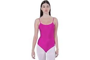 CARNAVALIFE Body Body da danza balletto ginnastica donna bretelle senza maniche con scollo rotondo e copri schiena, body non trasparente aderente per danza ginnastica ritmica