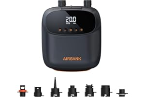 AIRBANK Electric SUP Pump Puffer Pro 20 PSI, Rechargeable Paddle Board Pump 5200 mAh, Dual Stage Auto Off Air Pump with Battery for Paddleboard, Kite, Tent, Mattress