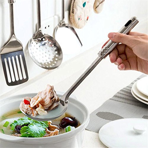 zooarts 5 Stück Edelstahl Küchenutensilien-Set Küche Kochen Tools Löffel Spatel Schöpflöffel - 4