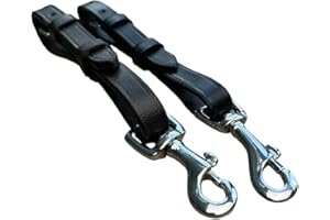 TURNER EQUESTRIAN Black or Brown Leather Martingale to Girth Attachment clip (Pack of 2) (Brown)
