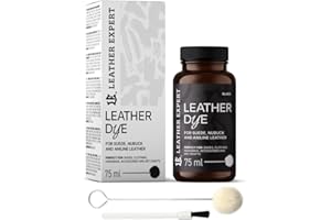LEATHER EXPERT Penetrating Leather Dye, colore nero, 75 ml, ideale per scarpe, borse e accessori, con applicatore e pennello, colore per scarpe in pelle scamosciata, nabuk e anilina (16 colori)