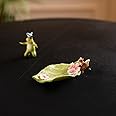Home4U Porcelain & Polyresin Sakura with Leaf and Squirrel Mini Object Figurine (Small_Green & Pink) Pack of 1
