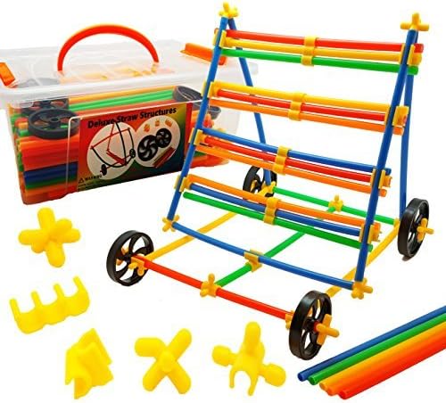 400 Piece Straws and Wheels Connector Set Educational Building Model Toy Promotes Cognitive Development, Fine Motor Skills and Spatial Reasoning