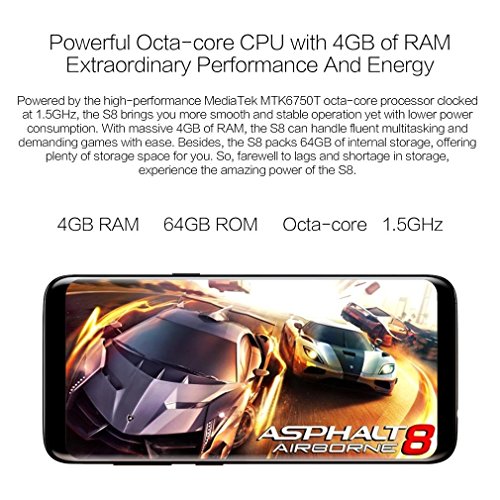 Offerte Cellulari Meiigoo S8 Smartphone 4G Android 7.1, 6.1'' HD 18:9 Full Display, 1.5Ghz MT6750 Octa-Core, 4GB RAM+64GB ROM, Doppia Fotocamera da 13MP, Batteria 3300mAh, Dual SIM- Nero