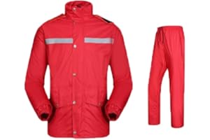 QitunC Conjunto Lluvia 2 Piezas (Pantalón y Chaqueta) con Bandas Reflectantes para Mujer y Hombre Al Aire Libre Traje de Chubasqueros Impermeable