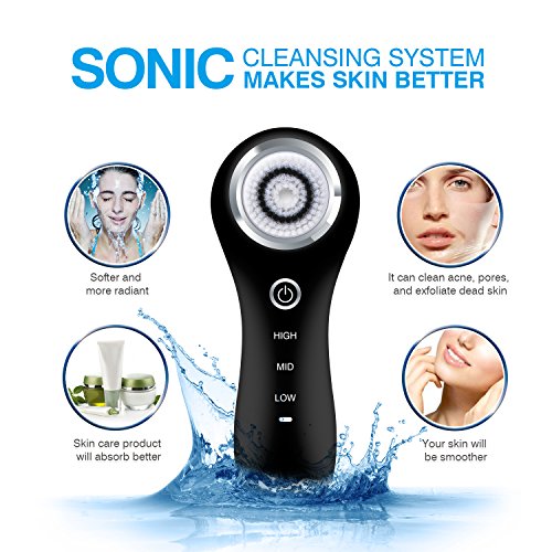 Hangsun Schall Gesichtsreinigungsbürste SC200 Automatische Elektrische Gesicht Reinigungsbürste Wasserdichte Hautbürste Gesichtsbürste Wiederaufladbare Gesichtsmassagegerät mit 3 Ersatzbürstenkopf - 4