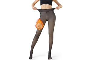 Weinsamkeit Medias Termicas Mujer Invierno, Elásticas Leggings Translúcido, Doble Forro Elástico Mallas Térmicas, de invierno, cálidas, térmicas