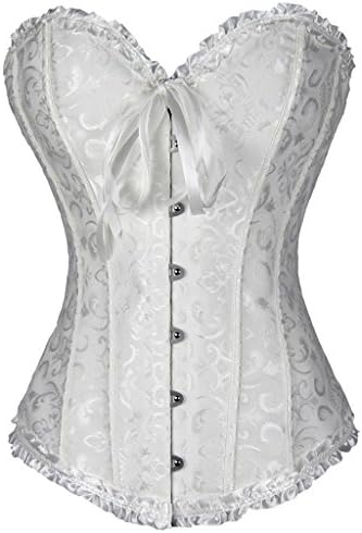 EverbellusWomen Lace Up Stain Waist Trainer Corset Boned Bustier Waist Cincher