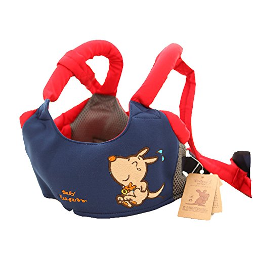 Moolecole Handheld Baby Toddler Breathable Walker Harnesses Kid Safe Adjustable Learning Walk Safety Reins Aid Walking Wings Navy Blue