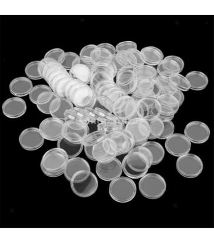 Cápsulas De Monedas QUADRUM – Diámetro Interior 39 Mm, Plástico Resistente A Ralladuras, Con Plantilla Negra, Cierre Seguro, Pack De 10 Unidades