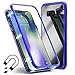 Produktbild Galaxy S8 Hülle Magnet 9H Tempered Glass Backcover für Samsung Galaxy S8, Coollee Handyhülle Kreativ 360 Grad Magnetic Metall Frame Bumper Eingebaute Magnetische Adsorption Transparent Gehärtetem Glas Back Cover Klapphülle Metallrahmen Magnetverschluss Handytasche Ultra Dünne Slim Phone Case Etui Stoßabsorbierend Shockproof Schutzhülle Samsung Galaxy S8 (Klar Blau)