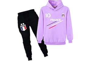 Forlcool Ensemble deux pièces sweat à capuche et pantalon de sport de football pour enfants France 2 étoiles