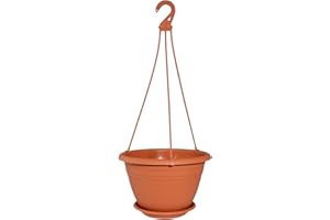 PFLANZEN-KÖLLE Geli Thermo Plastic Pot rond suspendu pour fleurs Galicia en plastique anthracite de 20 cm de diamètre 30 cm Orange 06