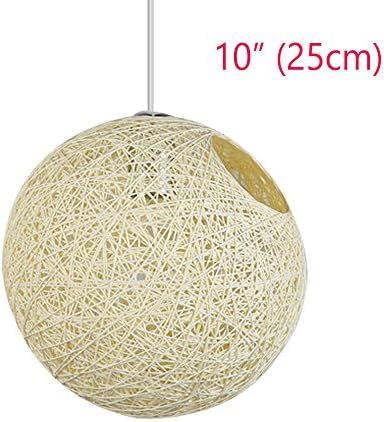 10 inch Cream Wicker Rattan Woven Lampshades Fits Ceiling Pendant Light Shades For Home Room Decoration(25cm)