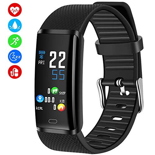 Fitness Tracker, Activity Tracker with Pedometer Blood Pressure Heart Rate Monitor IP67 Waterproof Wristbands, Calorie Counter Watch, Sleep Monitor, Calls/SNS/SMS Remind for Men Women Android iPhone