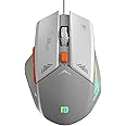 Portronics Vader Wired Gaming Mouse with 6 Buttons, Thumb Support, Adjustable DPI (6400 Max), RGB Light Effects, Ergonomic Design, 1.5 m Long USB Cable for Laptop & PC (Grey)
