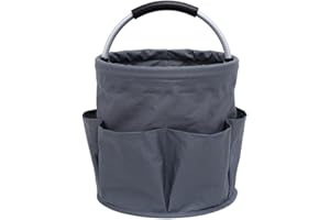 LAWALEISHE Cleaning Caddy Organiser, Cleaning Bag with Handle,Foldable Oxford Fabric Storage Hamper,Multi Pocket Cleaning Caddy Bag,Multifunctional Organiser for Picnic Bath Shopping (Grey)