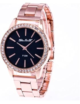 Souarts Damen Einfach Design Edelstahl Armbanduhr Quartzuhr Analog mit Batterie Rosegold Farbe