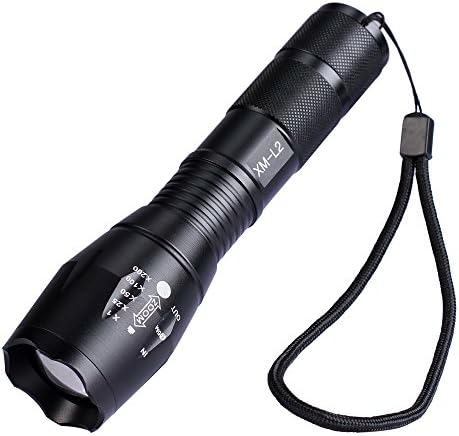 Ultra Bright 1000+200 Lumen CREE LED Rechargeable 18650 Tactical Flashlight Torch,Waterproof,Adjustable Focus Zoomable Handheld Camping Hunting Survival Outdoor Flashlights( Battery not included)
