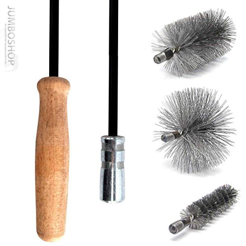 Schubstange Kesselstab STARR Holzgriff M12 Länge 100cm + 120 mm Heizkesselbürste Kesselbürsten Ofenbürste Ofenrohr reinigen Reinigungsbürste