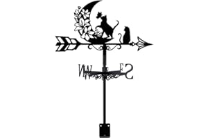 SUPERDANT Girouette de Jardin Exterieur de Jardin Chat et Lune Girouettes en Métal Chat Noir Direction du Vent Décoration de Jardin Art pour Girouette de Toit Fleurs Deco Jardin Exterieur
