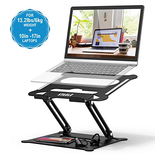 POVO Support pour Ordinateur Portable Support de Refroidissement Portable Pliable Multi-Angle Réglable avec évents de Chaleur et Rainure de Stockage pour Tablette Ordinateur 10-17 Pouces